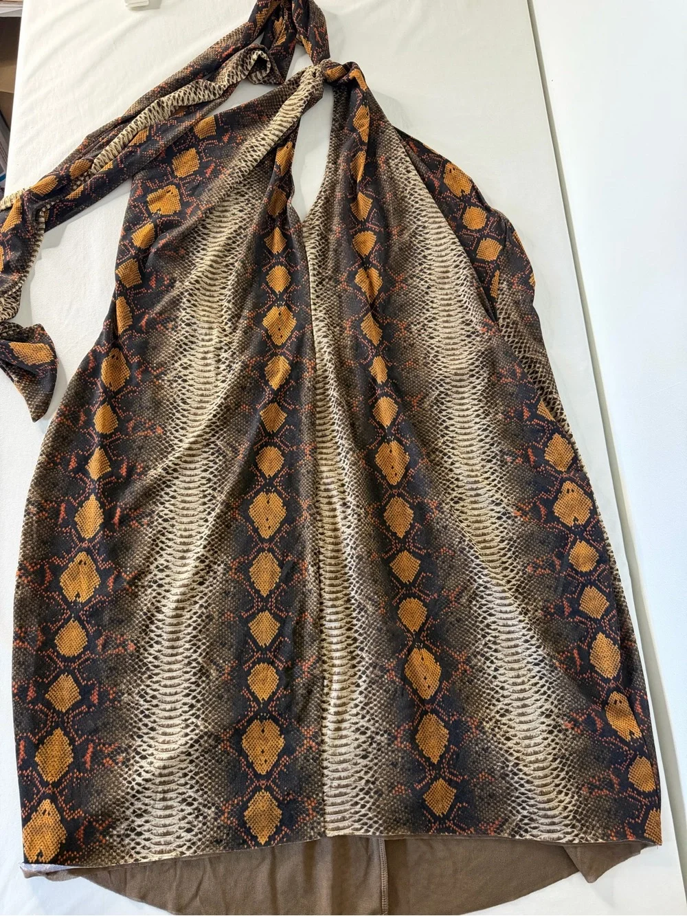 NWT SKIMS Summer Mesh Keyhole Halter Dress Desert Snake Print 3X